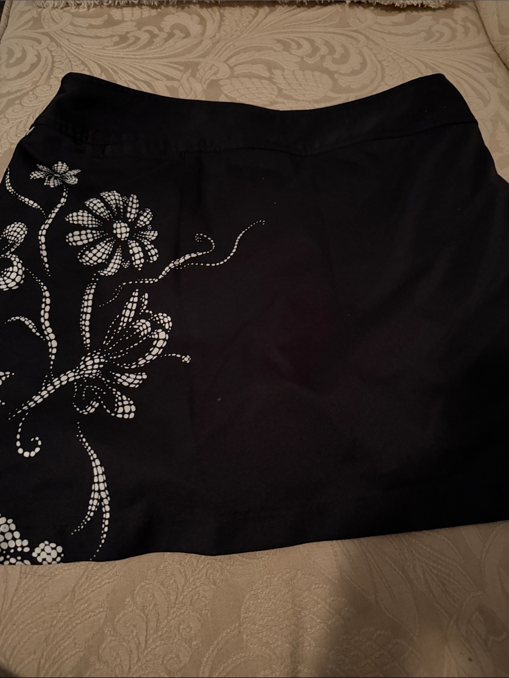 adidas Black Mini Skirt with White Floral Detail